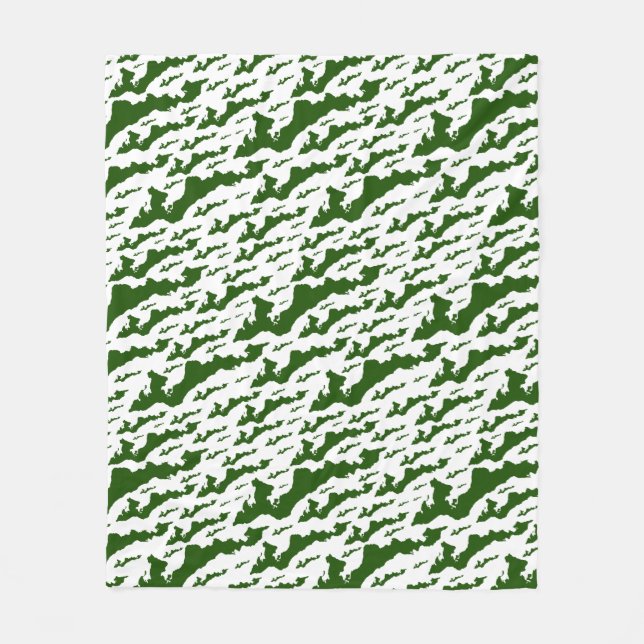 Polar Manta de felpa de Fishers Island – Verde/Blanco  (Anverso)