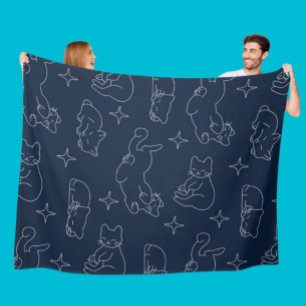 Polar Manta de felpa de gato somnoliento – Patrón de gat