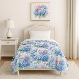Polar Manta de felpa de Hortensia floral azul y rosa