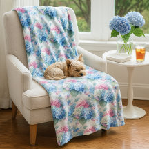 Manta de felpa de Hortensia floral azul y rosa