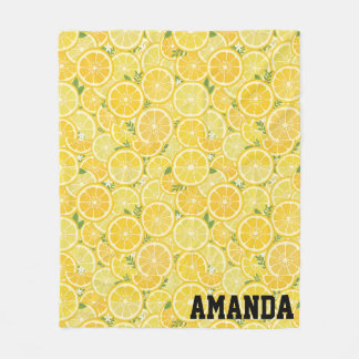 Polar Manta de felpa de limón amarillo personalizada