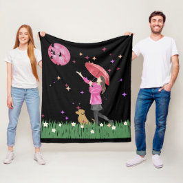 Polar Manta de felpa de Luna Rosa Mágica y Paseo de Perr