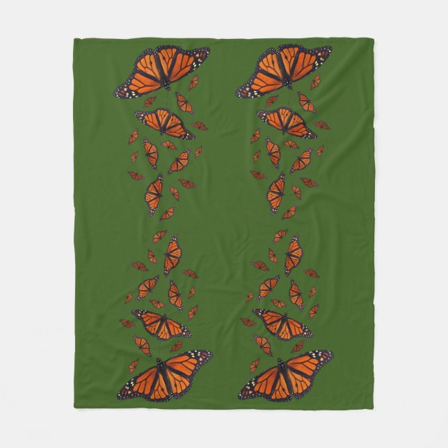 Polar Manta de felpa de mariposa monarca (verde oscuro) (Anverso)