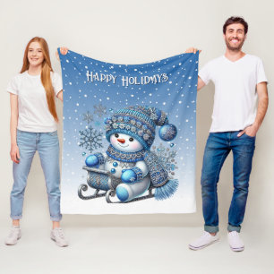 Polar Manta de felpa de Navidad con muñeco de nieve desl
