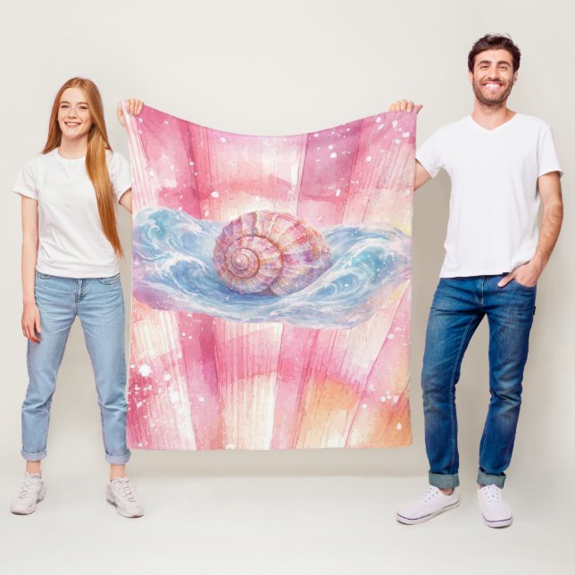 Polar Manta de felpa de Ola de Conchas Marinas – Arte Oc (In situ)