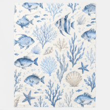 Manta de felpa de peces costeros azules