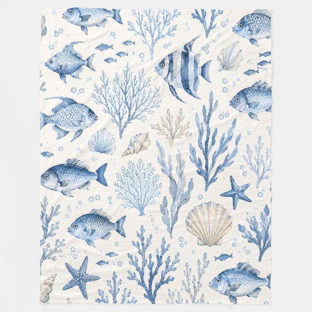 Polar Manta de felpa de peces costeros azules (Anverso)