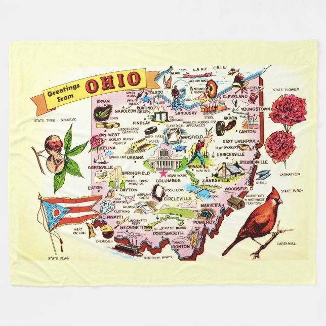 Polar Manta de felpa de saludos de Ohio (Frente (Horizontal))