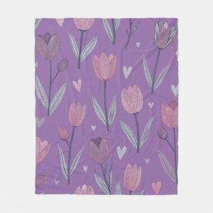 Polar Manta de felpa de tulipán morado atenuado