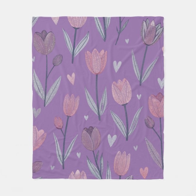 Polar Manta de felpa de tulipán morado atenuado (Anverso)