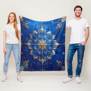 Polar Manta de felpa decorativa azul dorada