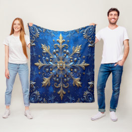 Polar Manta de felpa decorativa azul dorada