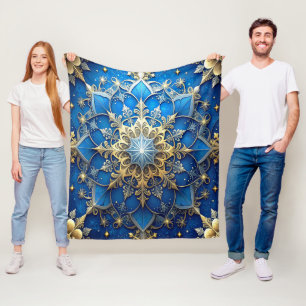Polar Manta de felpa decorativa azul dorada