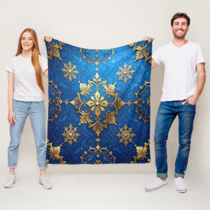 Polar Manta de felpa decorativa azul dorada