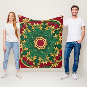 Polar Manta de felpa decorativa navideña verde roja