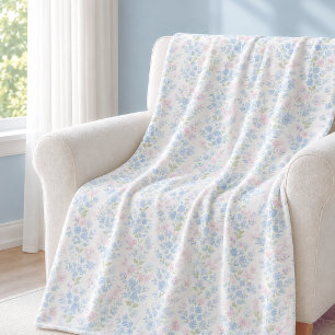 Polar Manta de felpa floral azul elegante
