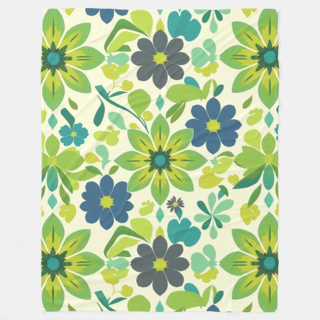 Polar Manta de felpa floral azul y verde (Anverso)