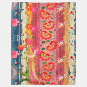 Polar Manta de felpa floral bohemio