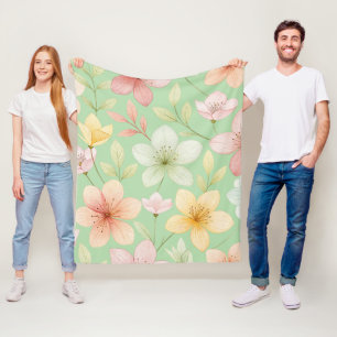 Polar Manta de felpa floral menta