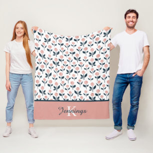 Polar Manta de felpa floral monogramada