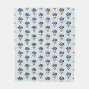 Polar Manta de felpa Morado Violetas Patrón Azul Pálido