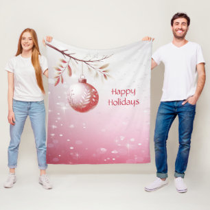 Polar Manta de felpa navideña con bola de Navidad rosa