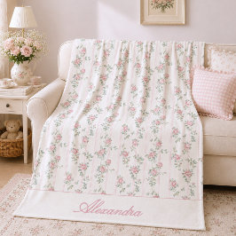 Polar Manta de felpa personalizada con flores rosadas