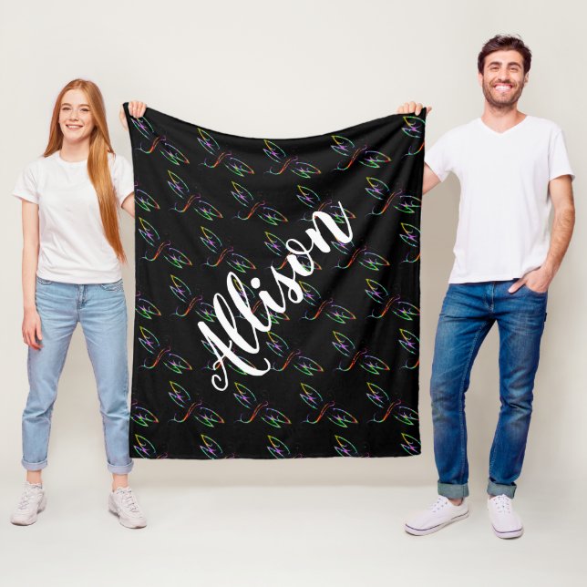Polar Manta de felpa personalizada con libélulas colorid (In situ)