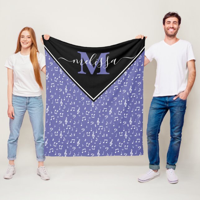 Polar Manta de felpa personalizada con símbolos musicale (In situ)