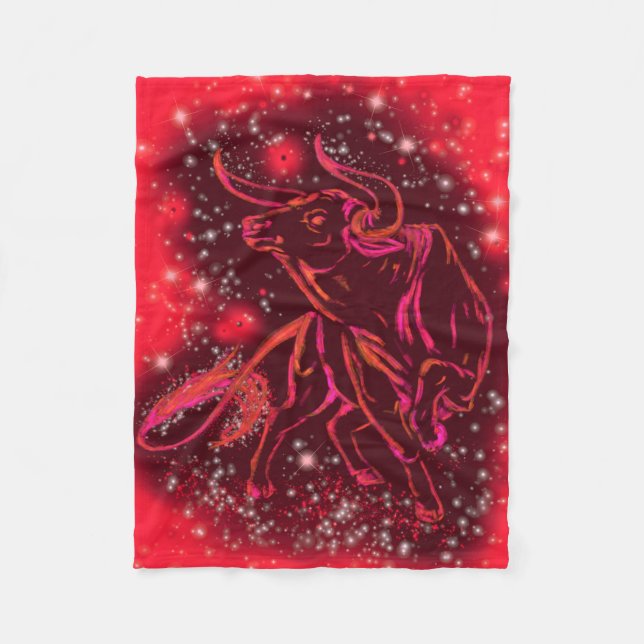 Polar Manta de felpa roja con toro corriendo (Anverso)