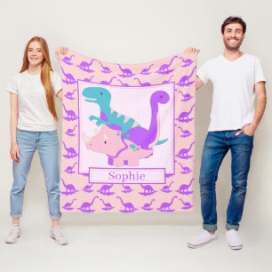 Polar Manta de felpa rosa con dinosaurios lindos para ni