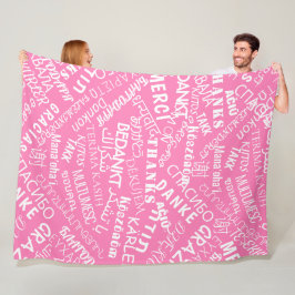 Polar Manta de felpa rosa con texto de agradecimiento mu