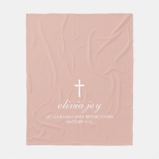 Polar Manta de felpa rosa personalizada con cruz (Anverso)