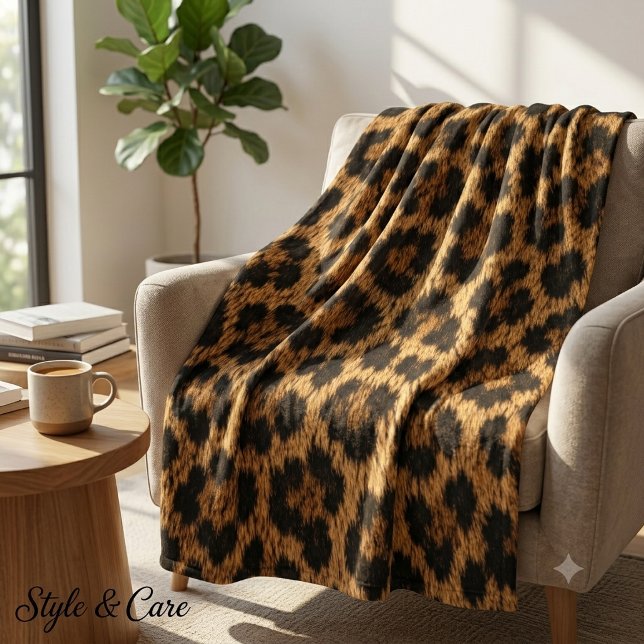 Polar Manta de felpa suave con estampado de leopardo de  (Trendy Leopard Pattern Soft Fleece Blanket Home)