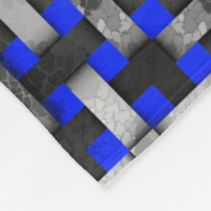 Polar Manta de felpa tejida mosaico azul y gris