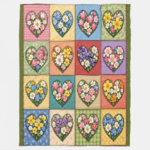 Manta de felpa tipo quilt de Corazones y Rosas