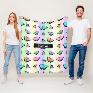 Polar Manta de Fleece Personalizada de Mariposa