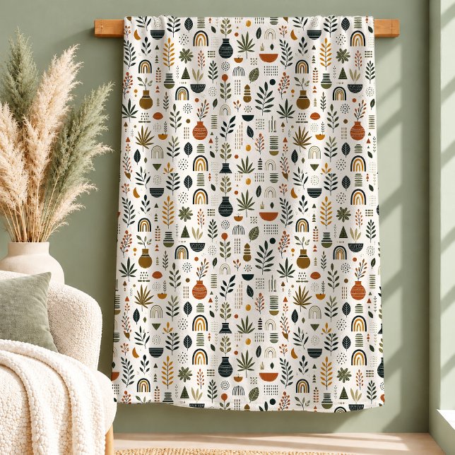 Polar Manta de Flores Arcoíris Boho Refinada Verde Polvo (Refined Boho Rainbows Flowers Blanket Dusty Green)