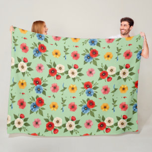 Polar Manta de flores de amapola coloridas estampadas