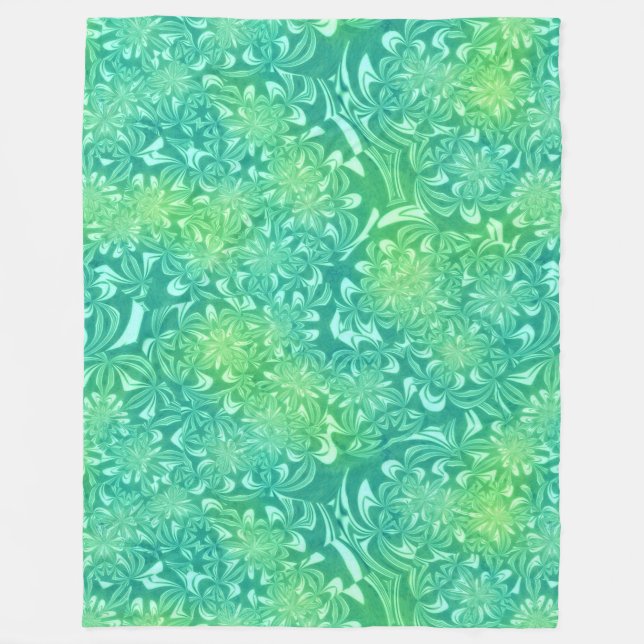 Polar manta de flores de batik verde (Anverso)