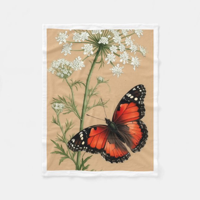 Polar Manta de franela de Mariposa Monarca y Flores Silv (Anverso)