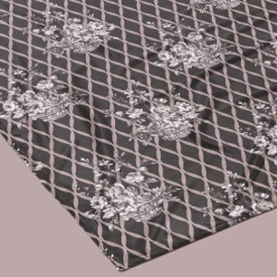 Polar Manta de franela floral vintage en gris carbón