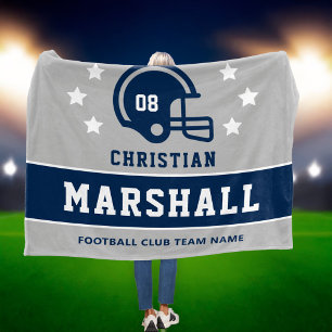Polar Manta de fútbol gris marino personalizada con nomb