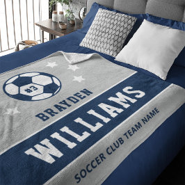 Polar Manta de fútbol gris y azul marino personalizada c