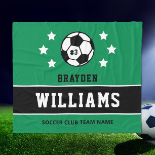 Polar Manta de fútbol personalizada verde con nombre y n