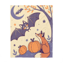 Manta de Halloween adorable y acogedora con murcié
