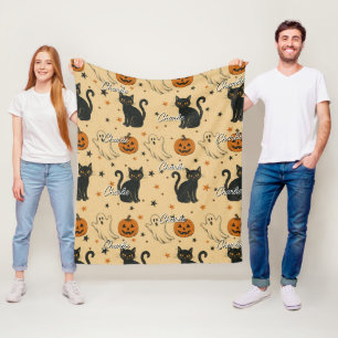 Polar Manta de Halloween Vintage con Nombre Repetido en 