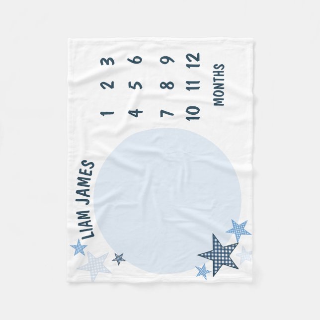 Polar Manta de hito para bebé niño con gingham estrellad (Anverso)