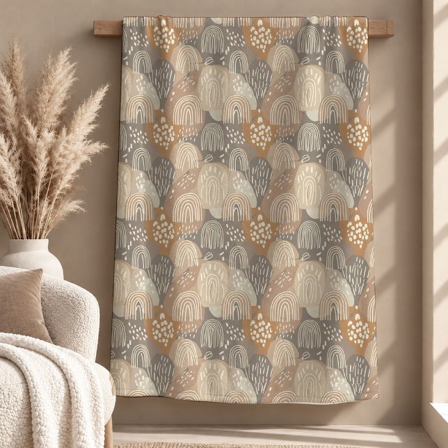 Polar Manta de hojas de arcoíris neutrales sofisticadas (Sophisticated Neutral Rainbow Leaves Fleece Blanket)