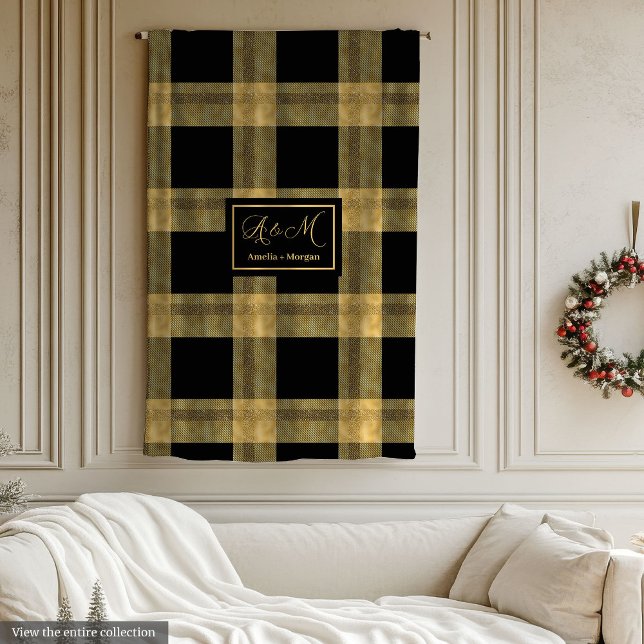 Polar Manta de invierno negra y dorada personalizada (Personalized Black and Gold Winter Throw Blanket)